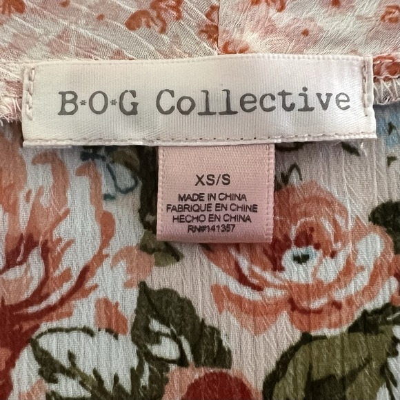 BOG Collective Kimono‎ Duster Cardigan Womens XS/S Pink Floral Hi Lo Sheer Open - Picture 8 of 14